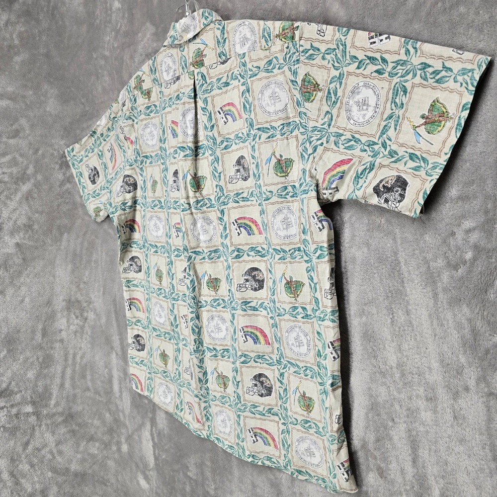 Reyn Spooner Button Down Shirt Mens XL Cream UH Hawaii Rainbow Warriors Football - Picture 12 of 16
